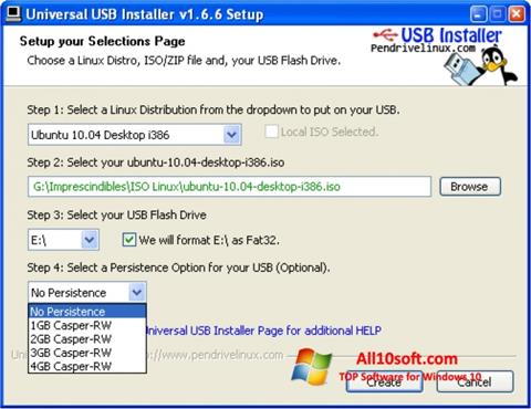 સ્ક્રીનશૉટ Universal USB Installer Windows 10
