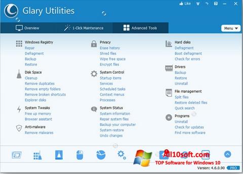 સ્ક્રીનશૉટ Glary Utilities Pro Windows 10