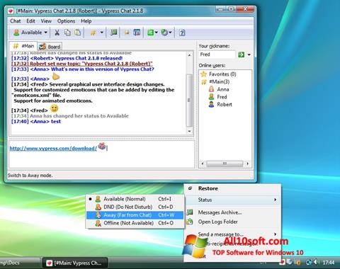 સ્ક્રીનશૉટ Vypress Chat Windows 10
