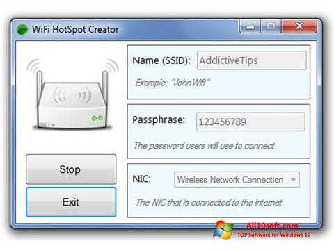 સ્ક્રીનશૉટ Wi-Fi HotSpot Creator Windows 10
