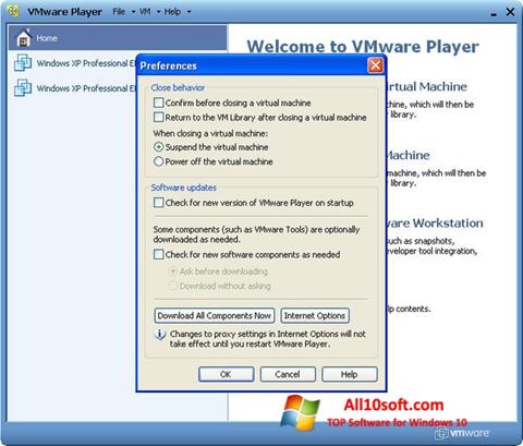 સ્ક્રીનશૉટ VMware Player Windows 10