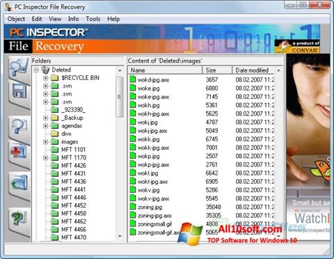 સ્ક્રીનશૉટ PC Inspector File Recovery Windows 10