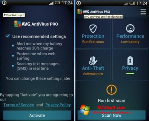 સ્ક્રીનશૉટ AVG AntiVirus Pro Windows 10