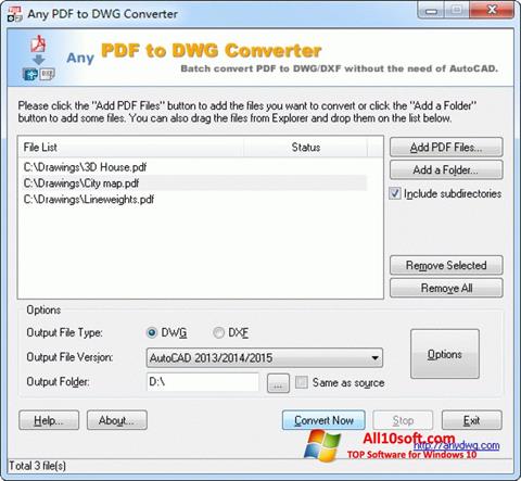 સ્ક્રીનશૉટ PDF to DWG Converter Windows 10