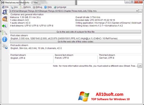 સ્ક્રીનશૉટ MediaInfo Windows 10
