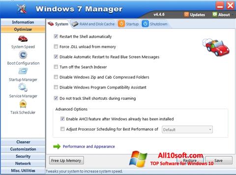 સ્ક્રીનશૉટ Windows 7 Manager Windows 10