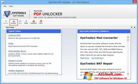 સ્ક્રીનશૉટ PDF Unlocker Windows 10