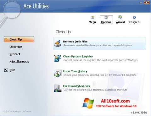 સ્ક્રીનશૉટ Ace Utilities Windows 10