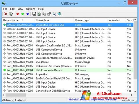 સ્ક્રીનશૉટ USBDeview Windows 10