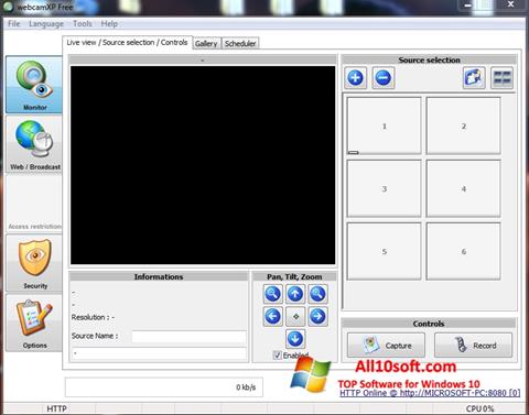 સ્ક્રીનશૉટ webcamXP Windows 10