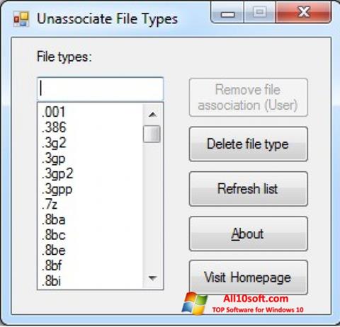 સ્ક્રીનશૉટ Unassociate File Types Windows 10