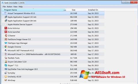 સ્ક્રીનશૉટ Geek Uninstaller Windows 10