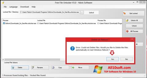 સ્ક્રીનશૉટ Free File Unlocker Windows 10