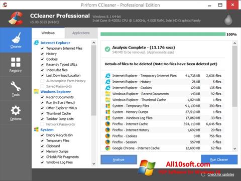 સ્ક્રીનશૉટ CCleaner Windows 10