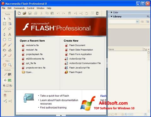 સ્ક્રીનશૉટ Macromedia Flash Player Windows 10