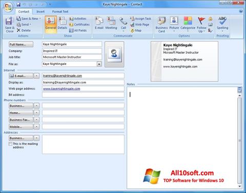 સ્ક્રીનશૉટ Microsoft Outlook Windows 10