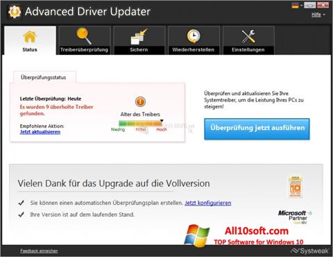 સ્ક્રીનશૉટ Advanced Driver Updater Windows 10