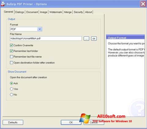 સ્ક્રીનશૉટ BullZip PDF Printer Windows 10